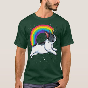 T-shirt French Bulldog Rainbow Unicorn pour hommes femmes 