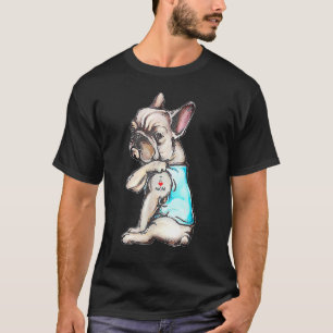 T-shirt French Bulldog Tattoo I Love Mom Chien Fête des mè