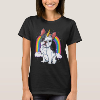 T-shirt French Bulldog Unicorn Chemise Girls Space Galaxy 