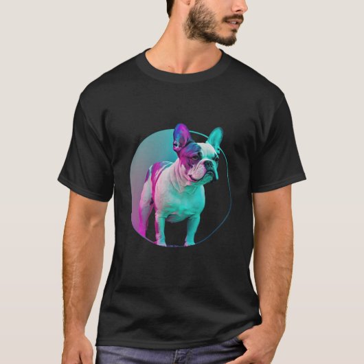 T-shirt French Bulldog Vaporwave Retrowave Aesthetic (Devant)