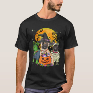 T-shirt French Bulldog Witch Costumes Halloween Citrouille