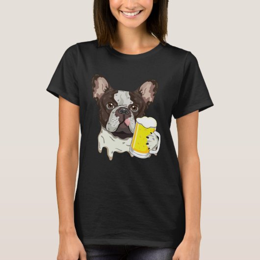 T-shirt French Bulldog with Beer (Devant)