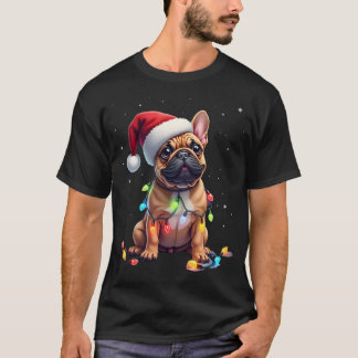 T-shirt French Bulldog Xmas Lighting Santa French Bulldog 