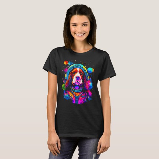 T-shirt French Spaniel Dog Space Science (Devant entier)