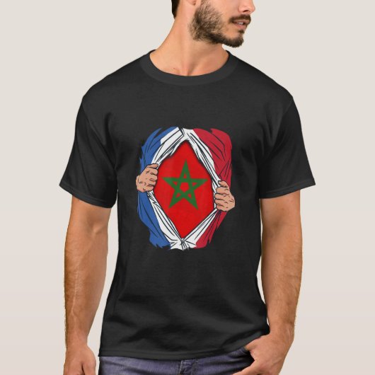 T-shirt French with Moroccan roots Maroc Flag with France (Devant)
