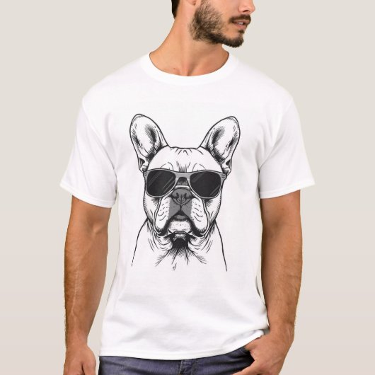 T-shirt Frenchie avec lunettes de soleil (Devant)