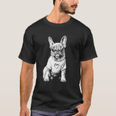 T-shirt Frenchie Dog Sunglasses Cool Black White Dog Motif (Devant)