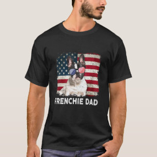 T-shirt Frenchie Papa American Drapeau Le 4 juillet
