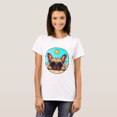 T-shirt Frenchie Profitant De La Plage (Devant entier)