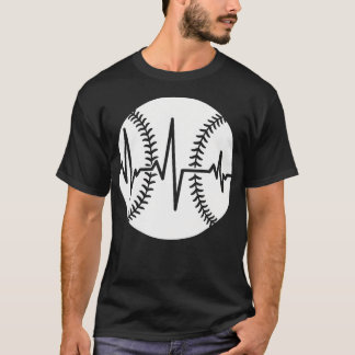T-shirt Fréquence de battement de coeur de baseball en dét