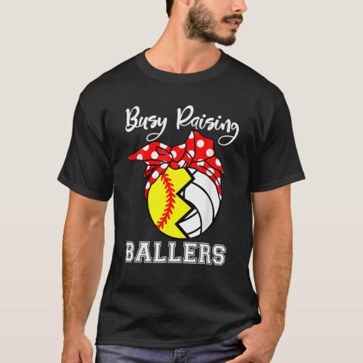 T-shirt Fréquente Raising Ballers Funny Softball Volleybal (Devant)