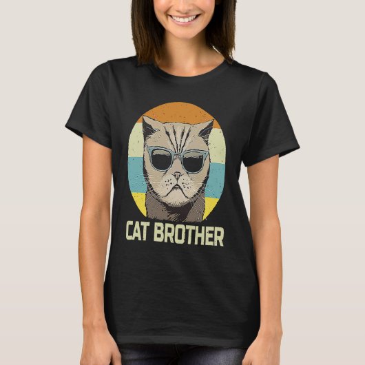 T-shirt Frère Chat Graphique Rétro Garçons Hommes (Devant)