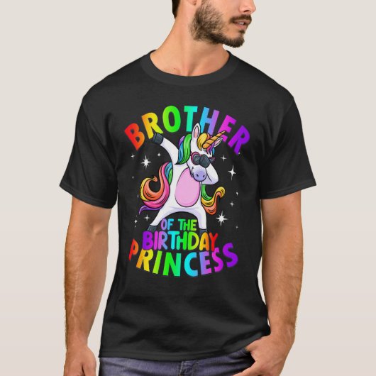 T-shirt Frère d'anniversaire Princesse Dabbing Unicorn Par (Devant)