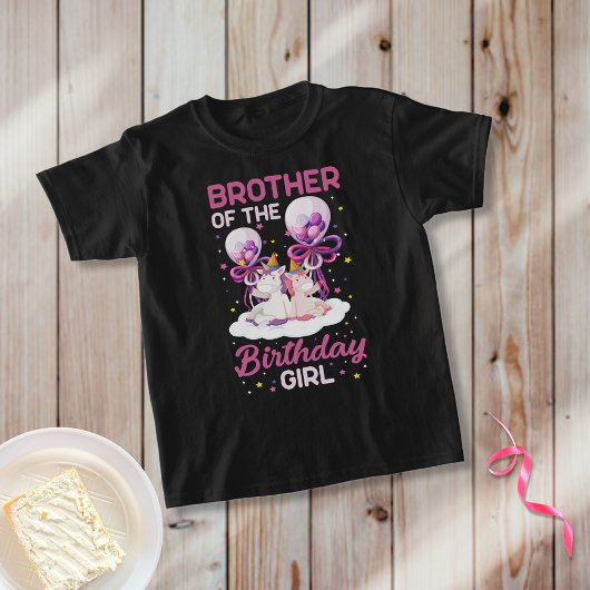 T-shirt Frère de fille d'anniversaire Princesse Unicorn