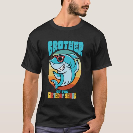 T-shirt Frère de la fête d'anniversaire de requins enfants (Devant)