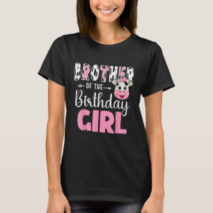 T-shirt Frère De L'Anniversaire Fille Ferme Vache 1er Anni