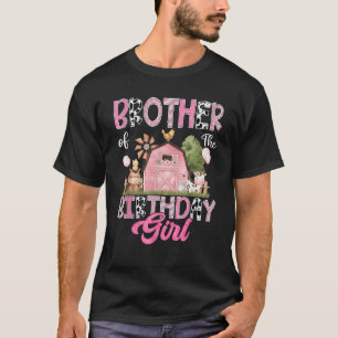 T-shirt Frère De L'Anniversaire Fille Ferme Vache Rose 1Er