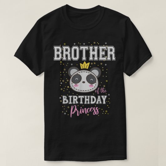 T-shirt Frère de l'Anniversaire Princesse Cute Panda Bear (Design devant)