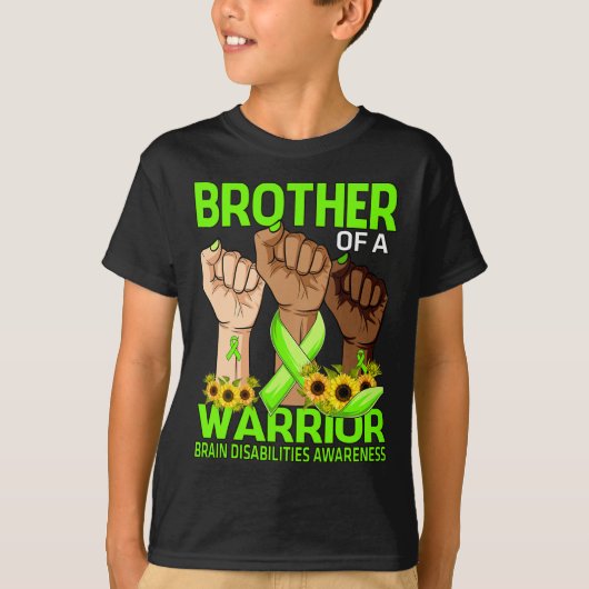 T-shirt Frère De Main D'Un Guerrier Handicap Cerveau (Devant)