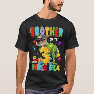 T-shirt Frère Des Trois Rex 3e Anniversaire Dinosaur