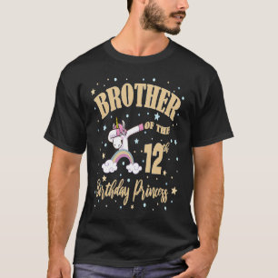 T-shirt Frère Du 12ème Anniversaire Princesse Unicorn 12 Y