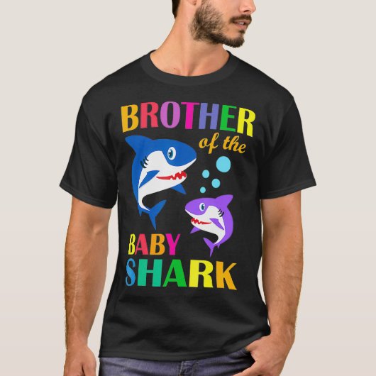T-shirt Frère Du Bébé Birthday Shark Brother Shark C (Devant)