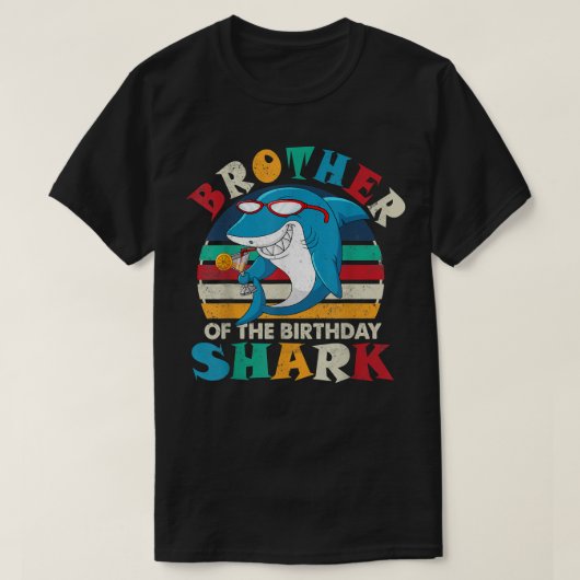 T-shirt Frère Du Requin D'Anniversaire Funny Retro Frère  (Design devant)