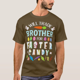 T-shirt Frère Pour Bonbons Lapin De Pâques Mignonne Couleu