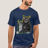 T-shirt Frères de coon noir avec les yeux verts (Devant)