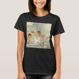 T-shirt Frères vintage, enfants, garçons éclaboussant dans