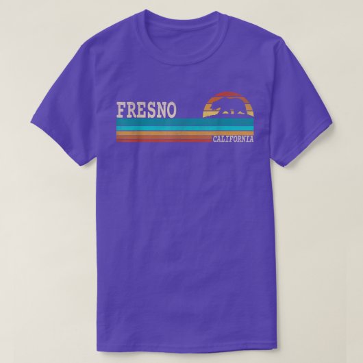 T-shirt Fresno California State Bear Retro Sunset  (Design devant)