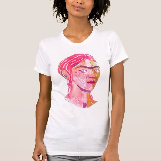T-shirt Frida Kahlo (aquarelle rouge) (Devant)