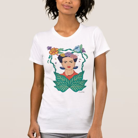 T-shirt Frida Kahlo Graphisme du cadre floral (Devant)