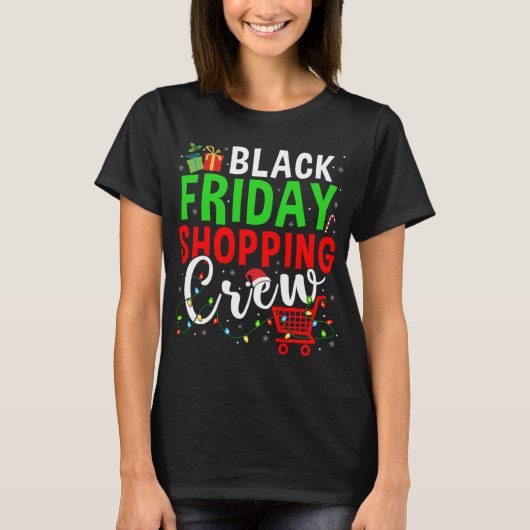 T-shirt Friday Shopping Crew Christmas Lights Black Shoppi (Devant)