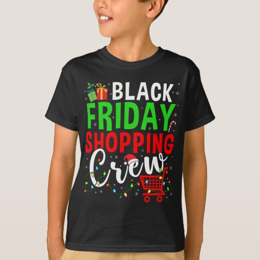 T-shirt Friday Shopping Crew Christmas Lights Black Shoppi (Devant)