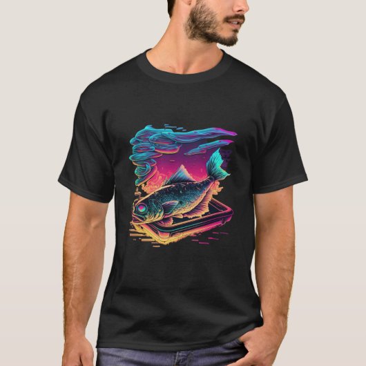 T-shirt Fried Fish Synthwave 80s Retrowave Aesthetic 2 (Devant)