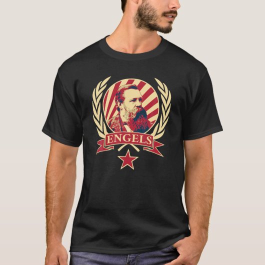 T-shirt Friedrich Engels Propaganda Style Design (Devant)