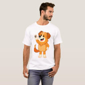 T-shirt Friendly Waving Orange Dog (Devant entier)