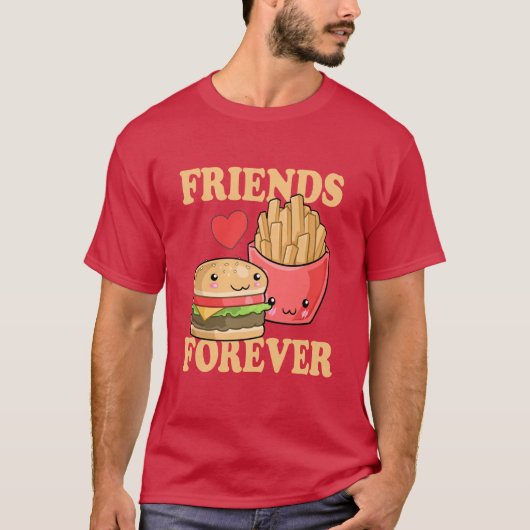 T-shirt Friends Forever Burger et Fries Humour (Devant)
