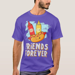 T-shirt Friends Forever Hotdog Bun Ketchup Mustard Mayo