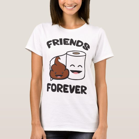 T-shirt Friends Forever - Poupée et rouleau de papier toil (Devant)