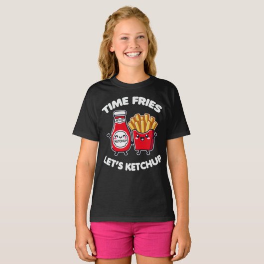 T-shirt Fries du temps Ketchup Pun (Devant entier)