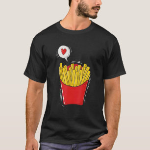 T-shirt Fries Français Fries Fast Food Fry Rouge Blanc