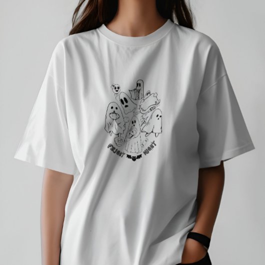 T-shirt Fright Night Noir et blanc Cute Halloween femmes