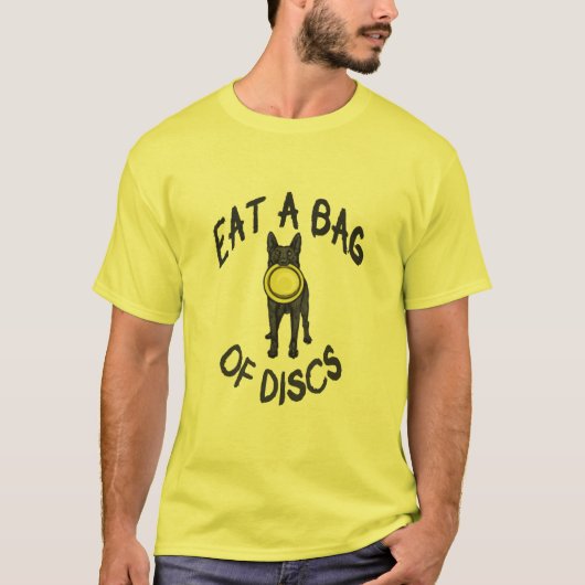 T-shirt Frisbee Chien Manger un sac de disques Berger alle (Devant)