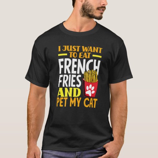 T-shirt Frites de chat frite française (Devant)