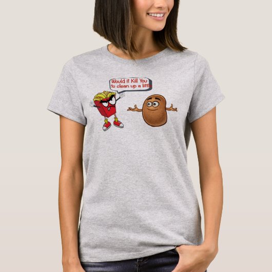 T-shirt frites dire pomme de terre crue nettoyer drôle t-s (Devant)