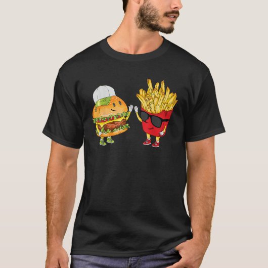 T-shirt Frites Hamburger High Five Fun Cool Combo Snacks (Devant)