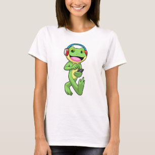 T-shirt Frog à la musique avec casque