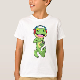 T-shirt Frog à la musique avec casque
